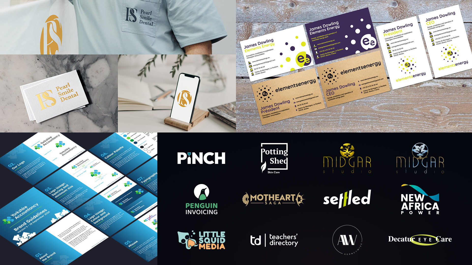 Branding, business card and brand guidelines projects